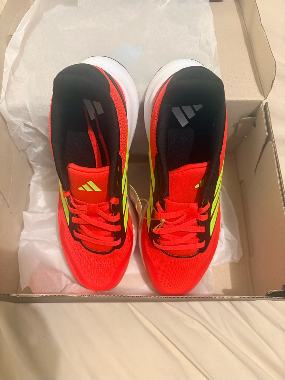 adidas Kids Neon Red and Yellow Athletic Sneakers